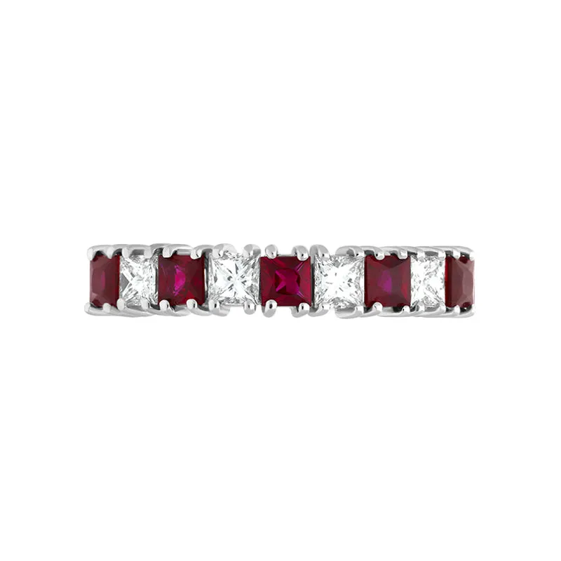 18ct Yellow Gold 0.66ct Ruby Diamond Princess Cut Half Eternity Ring D sold by Jura Watches product image thumbnail 2