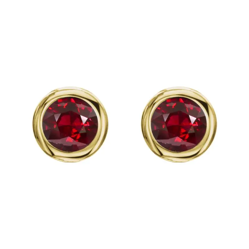 18ct Yellow Gold 1.12ct Ruby Solitaire Stud Earrings sold by Jura Watches