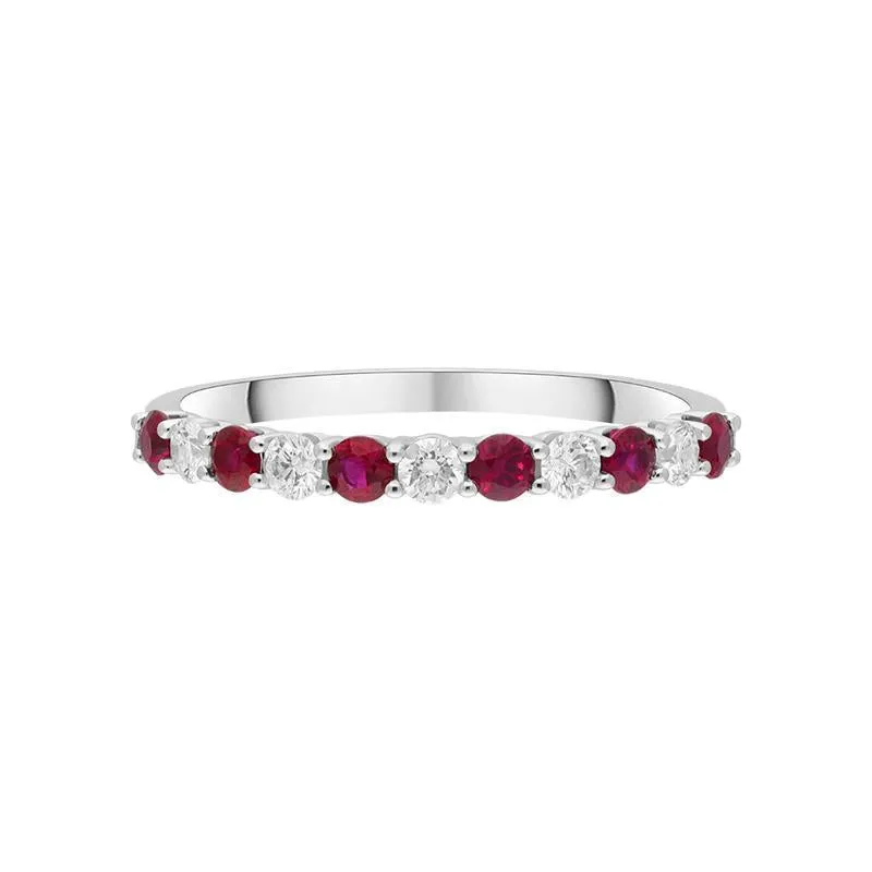 18ct White Gold Ruby Diamond Half Eternity Ring sold by Jura Watches product image thumbnail 2