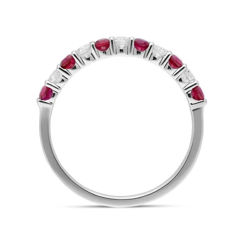 18ct White Gold Ruby Diamond Half Eternity Ring sold by Jura Watches product image thumbnail 3