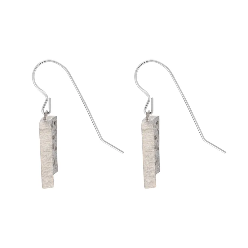 Sterling Silver Brushed Monika Square Cut Out Drop Earrings D sold by Jura Watches product image thumbnail 2