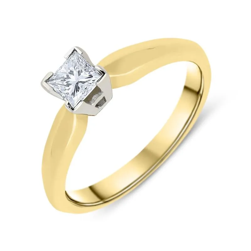 18ct Yellow Gold 0.23ct Diamond Princess Cut Solitaire Ring sold by Jura Watches