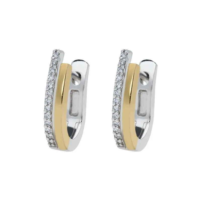 18ct White and Yellow Gold 0.13ct Diamond Hoop Earrings sold by Jura Watches