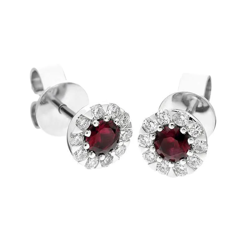 18ct White Gold Ruby Diamond Cluster Stud Earrings sold by Jura Watches product image thumbnail 2
