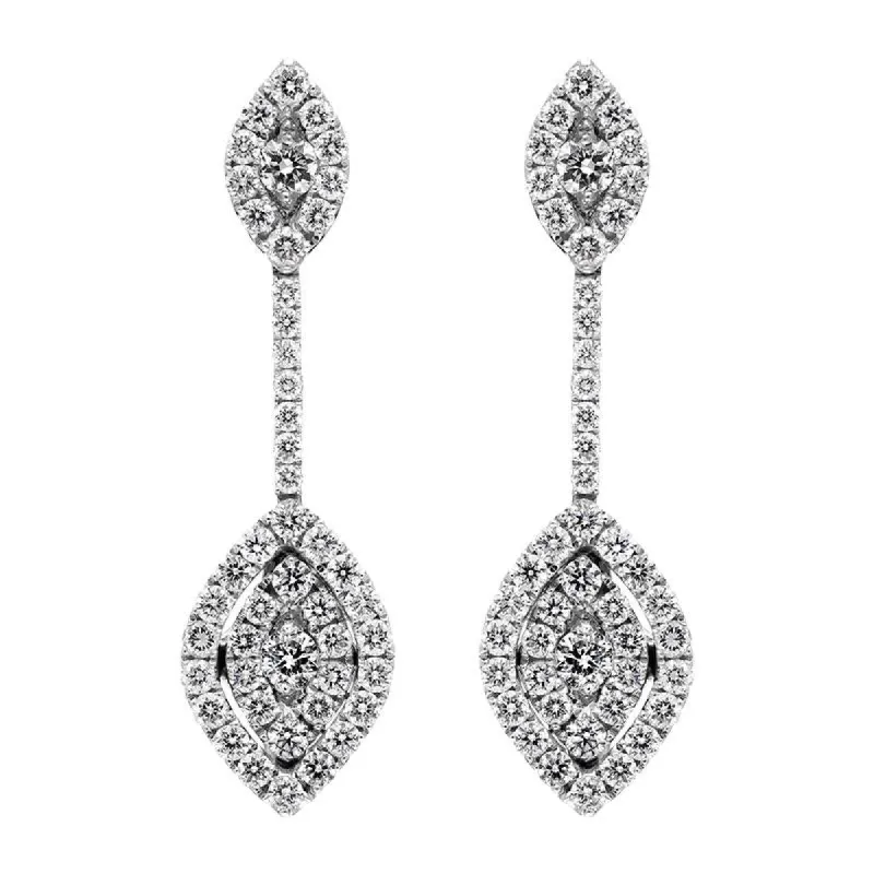 18ct White Gold 0.88ct Diamond Marquise Drop Earrings sold by Jura Watches
