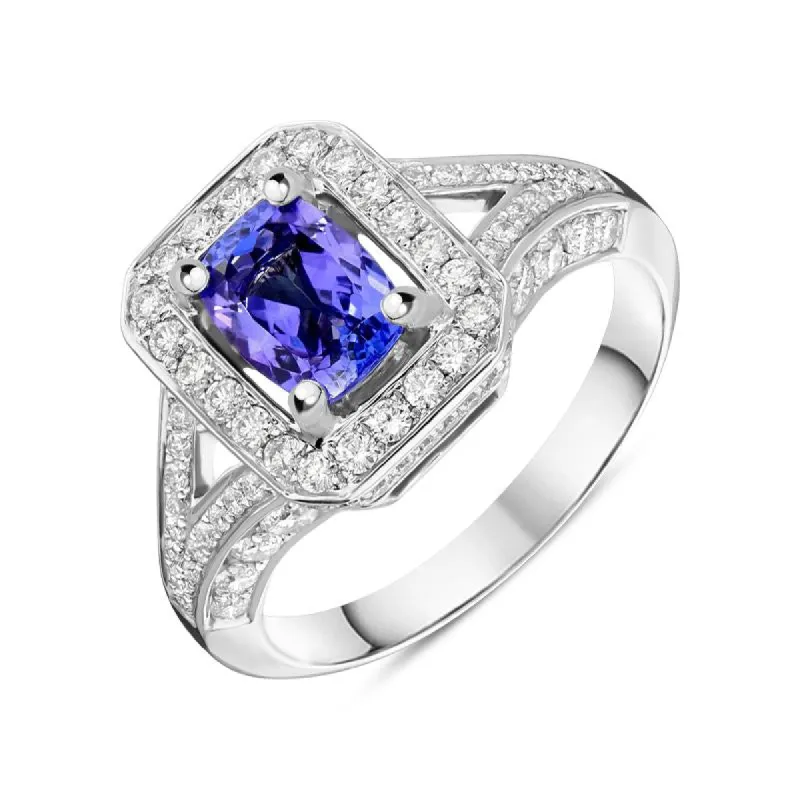 18ct White Gold 0.96ct Tanzanite 0.80ct Diamond Ring sold by Jura Watches