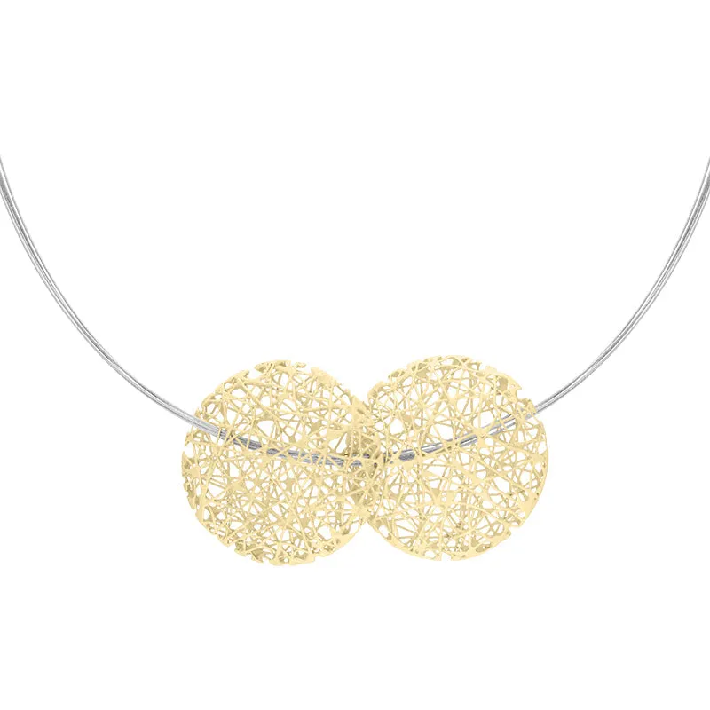 Sterling Silver Gold Plated Open Wire Double Disc Necklace D sold by Jura Watches