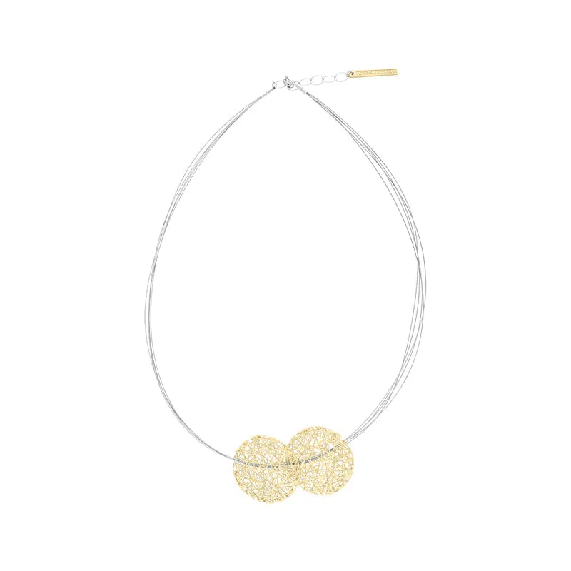 Sterling Silver Gold Plated Open Wire Double Disc Necklace D sold by Jura Watches product image thumbnail 2