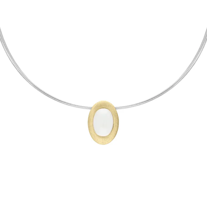 Sterling Silver Gold Plated Moonstone Oval Necklace D sold by Jura Watches
