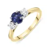 18ct Yellow Gold 0.73ct Sapphire Diamond Oval Cut Trilogy Ring sold by Jura Watches