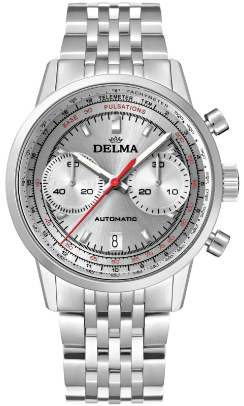 Delma Continental Pulsometer Silver Watch sold by Jura Watches