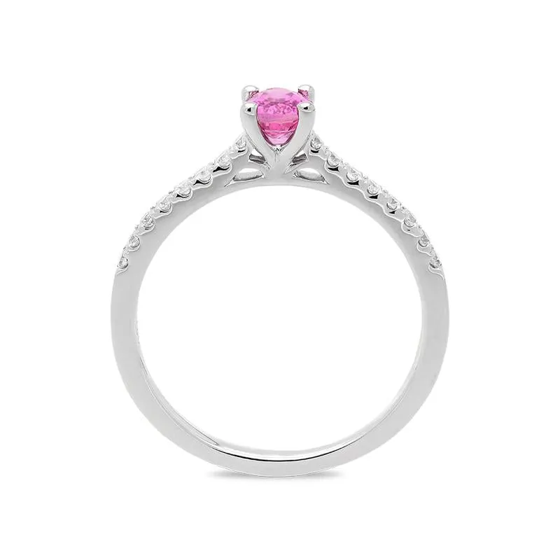 18ct White Gold 0.56ct Pink Sapphire Diamond Oval Ring D sold by Jura Watches product image thumbnail 2