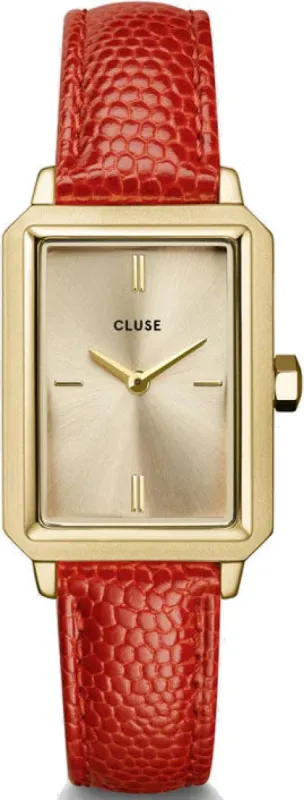 Cluse Fluette Leather Coral Lizard Gold sold by Jura Watches