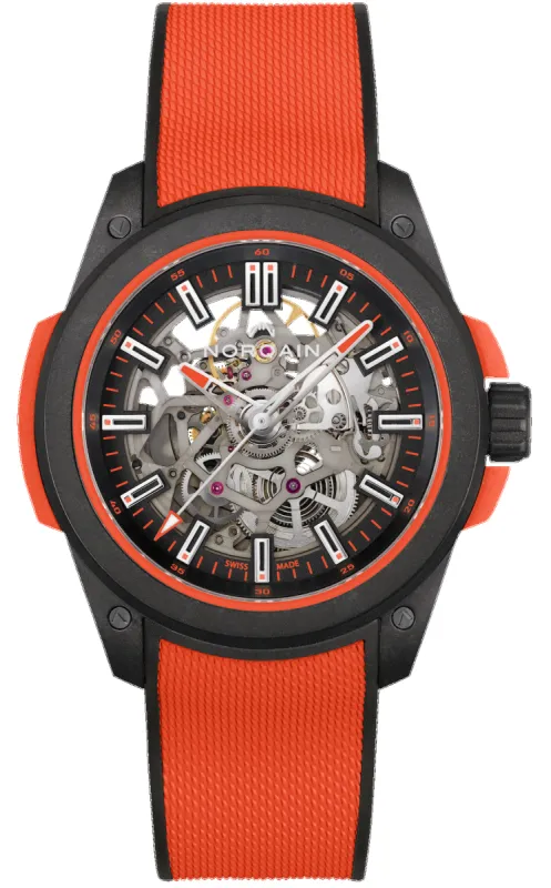 Norqain Independence Wild One Skeleton 42mm Coral Watch made by Jura Watches
