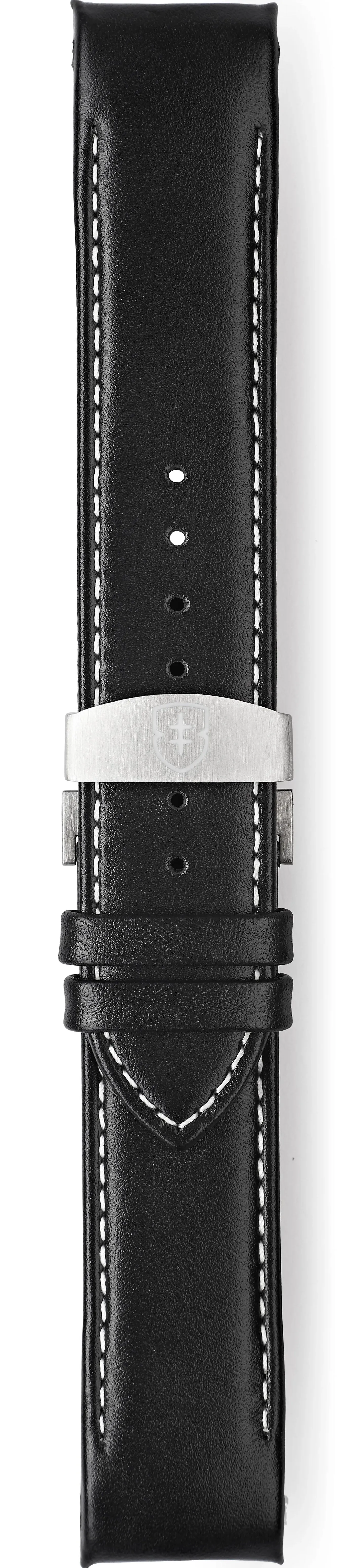 Elliot Brown Strap Leather 22mm Black Oiled Deployment sold by Jura Watches