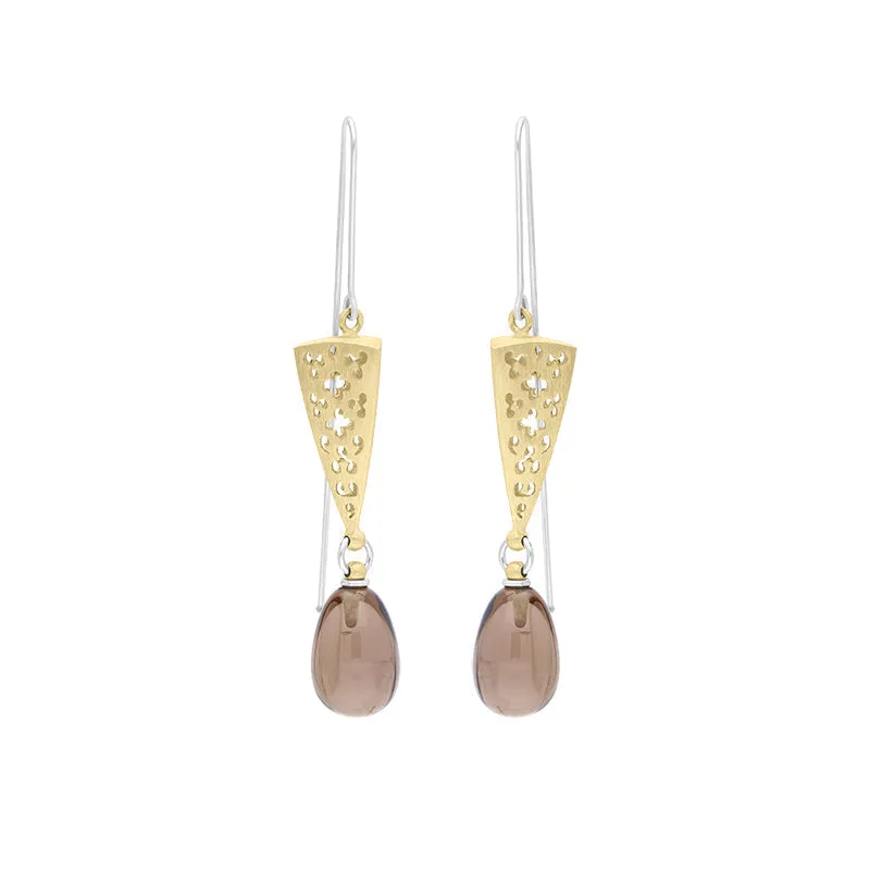 Sterling Silver Gold Plated Smokey Quartz Drop Earrings D sold by Jura Watches