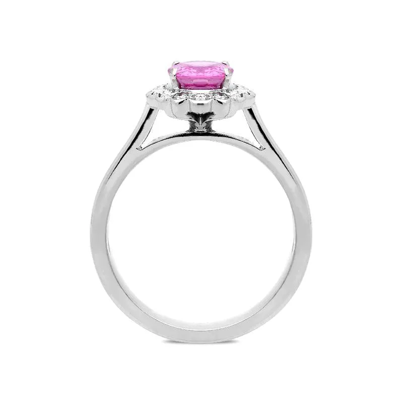 18ct White Gold 1.43ct Pink Sapphire Diamond Cluster Ring sold by Jura Watches product image thumbnail 2
