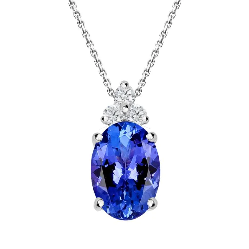 18ct White Gold 0.71ct Tanzanite Diamond Oval Cut Necklace D sold by Jura Watches