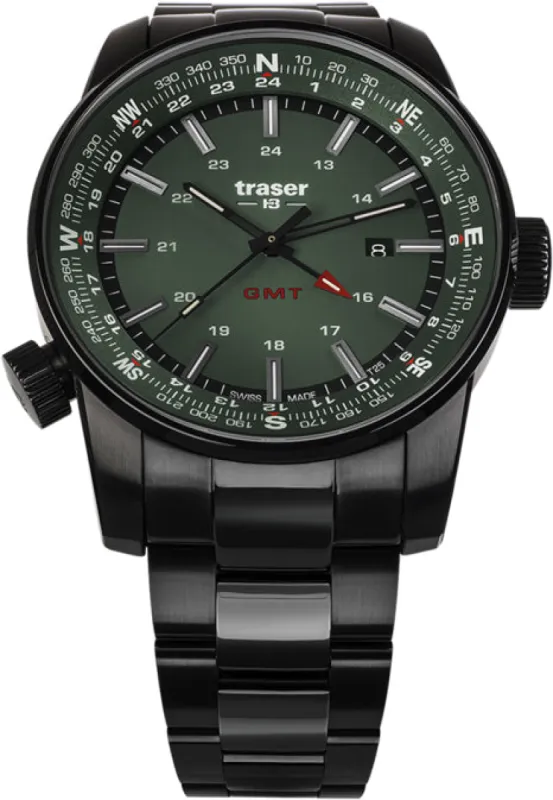 Traser H3 P68 Pathfinder GMT Green Watch made by Jura Watches