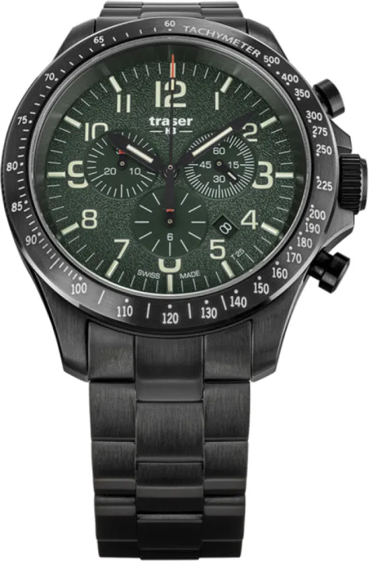 Traser H3 P67 Officer Pro Chronograph Green Watch made by Jura Watches