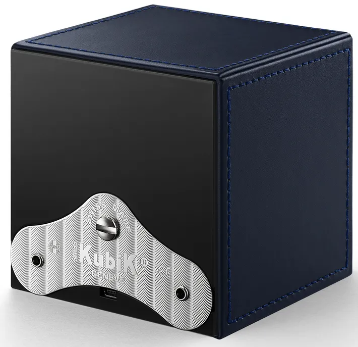 Swiss KubiK Watch Winder Masterbox Single Dark Blue Leather Window Protection sold by Jura Watches product image thumbnail 2