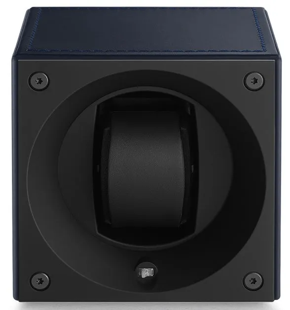 Swiss KubiK Watch Winder Masterbox Single Dark Blue Leather Window Protection sold by Jura Watches product image thumbnail 3