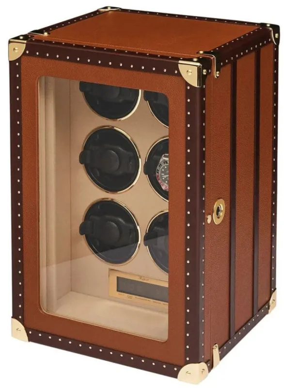Rapport Watch Winder Roamer 6 Leather Brown made by Jura Watches