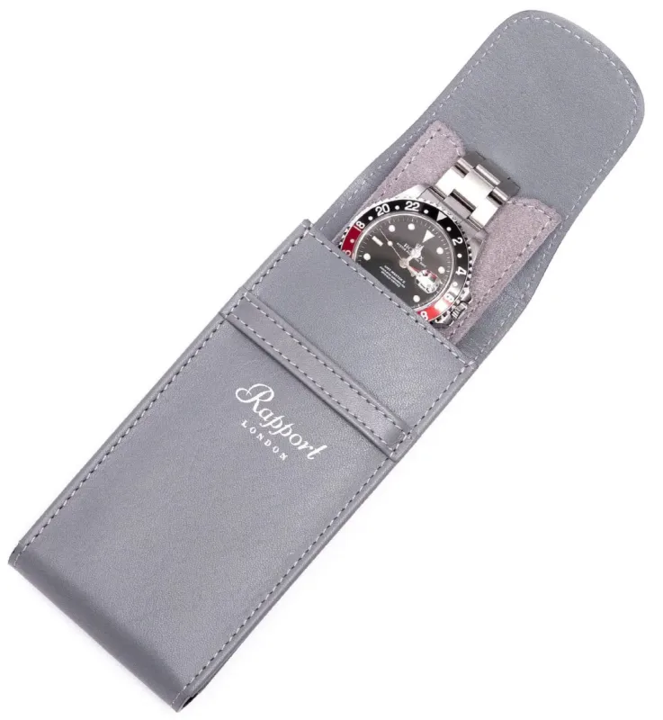 Rapport Watch Pouch Hyde Park Leather Grey made by Jura Watches
