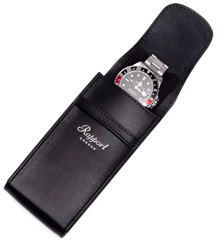 Rapport Watch Pouch Hyde Park Leather Black made by Jura Watches