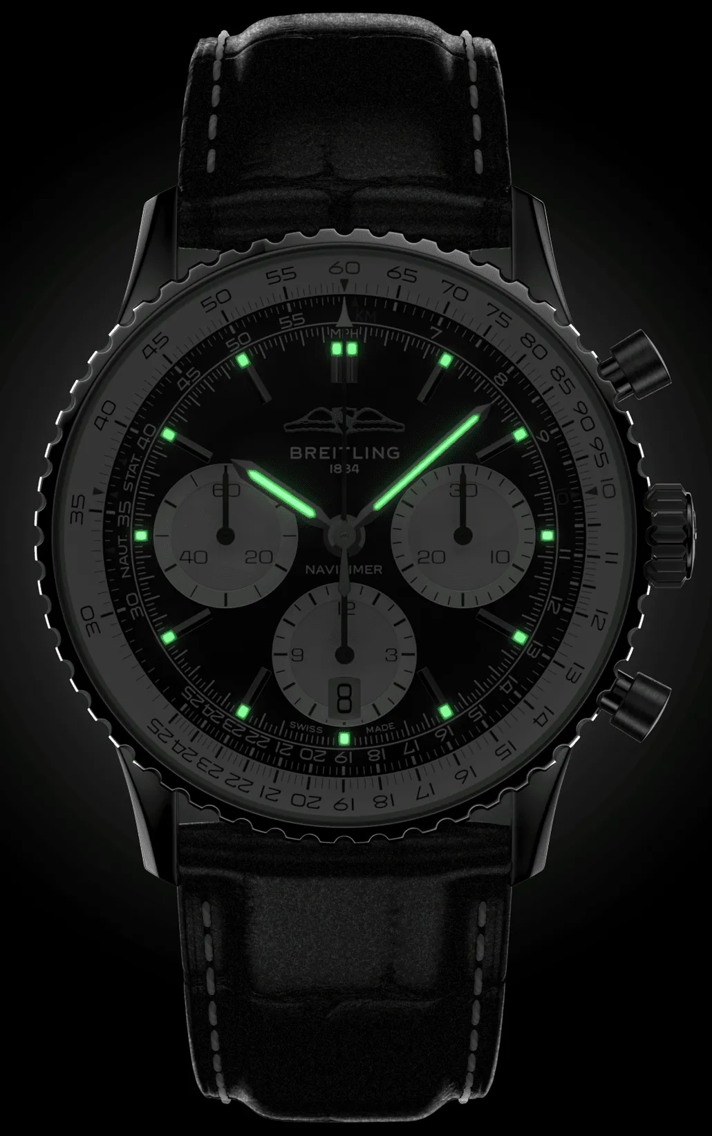 Breitling Navitimer B01 41 Black Croc Folding Clasp Watch sold by Jura Watches product image thumbnail 3