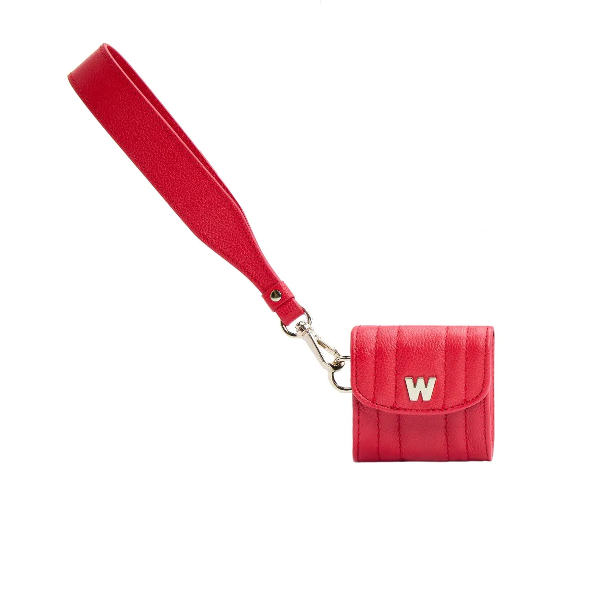 Wolf Mimi Collection Leather Red Earpods Case with Wristlet sold by Jura Watches