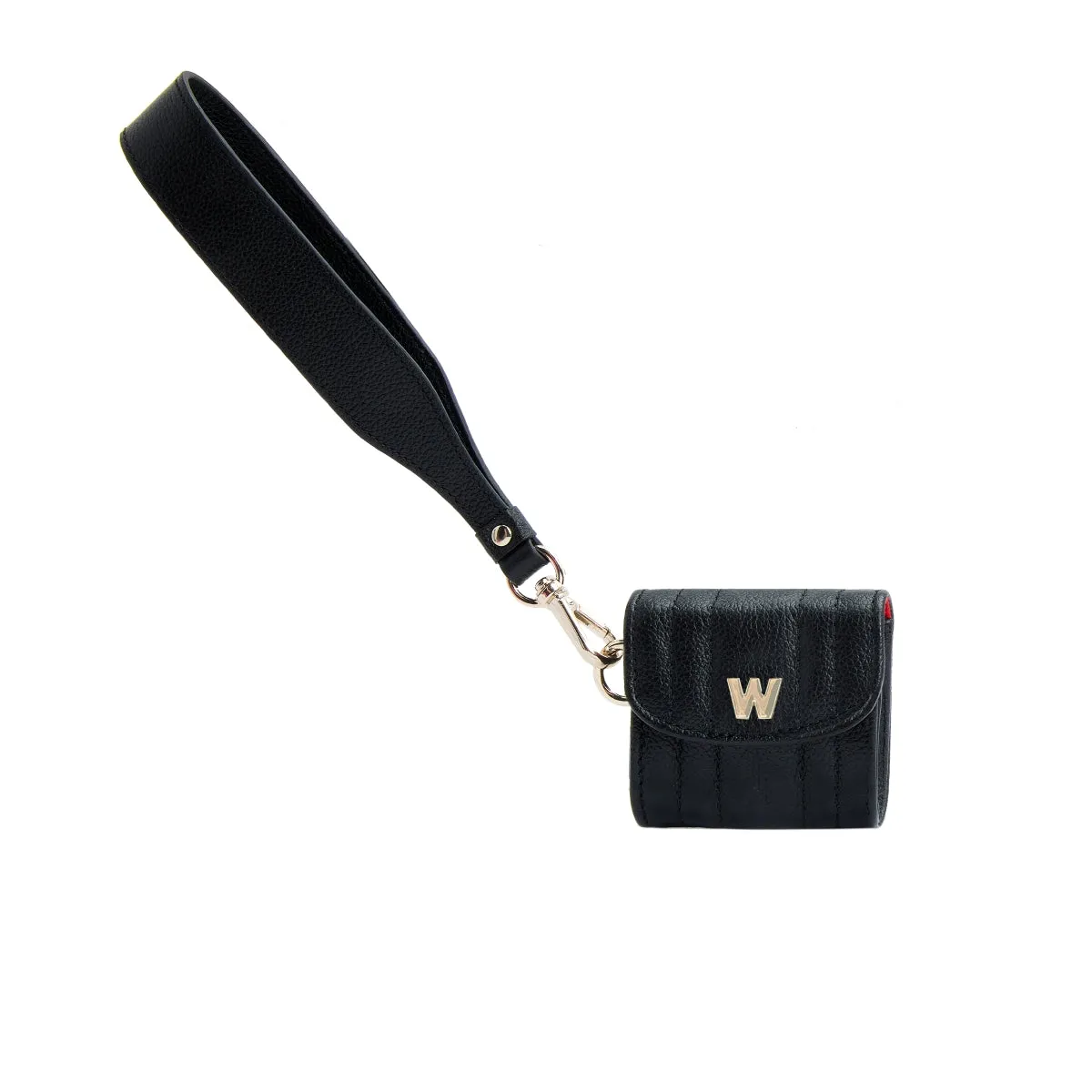 Wolf Mimi Collection Leather Black Earpods Case with Wristlet sold by Jura Watches