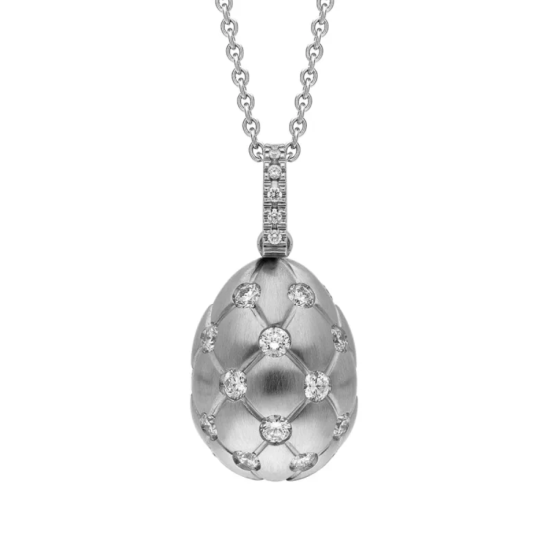 Faberge Treillage 18ct White Gold 0.78ct Diamond Egg Pendant Exclusive Edition sold by Jura Watches