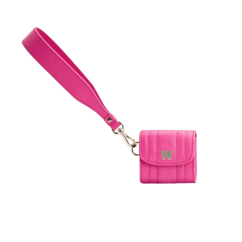 Wolf Mimi Collection Leather Pink Earpods Case with Wristlet sold by Jura Watches