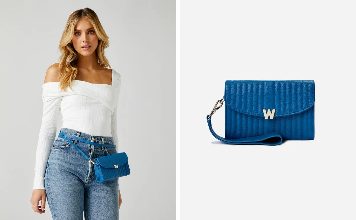 Wolf Mimi Collection Leather Blue Crossbody Bag with Wristlet sold by Jura Watches product image thumbnail 5