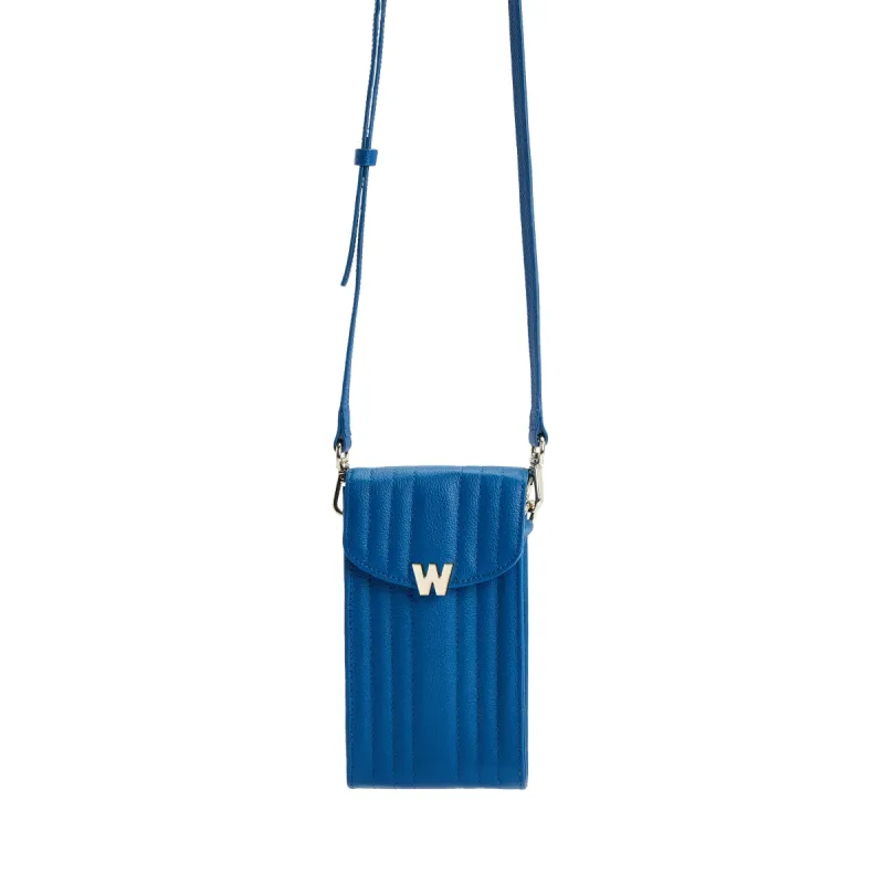 Wolf Mimi Collection Leather Blue Phone Case with Wristlet and Lanyard sold by Jura Watches