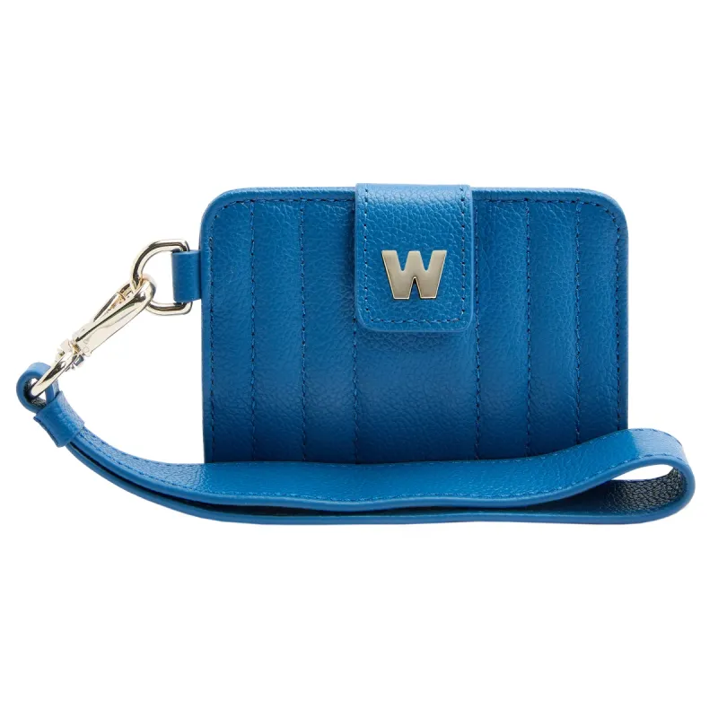 WOLF Mimi Collection Leather Blue Credit Card Holder with Wristlet made by WOLF