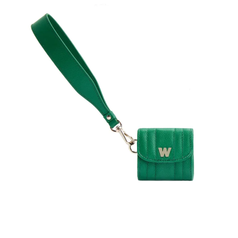 Wolf Mimi Collection Leather Green Earpods Case with Wristlet sold by Jura Watches