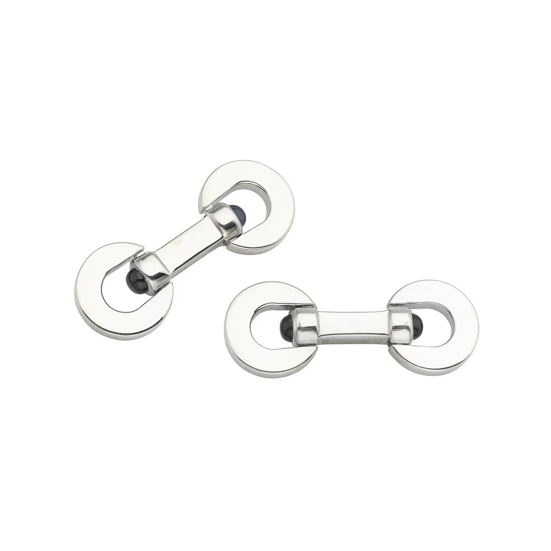 Deakin & Francis Cufflinks Sterling Silver Onyx Paddle sold by Jura Watches