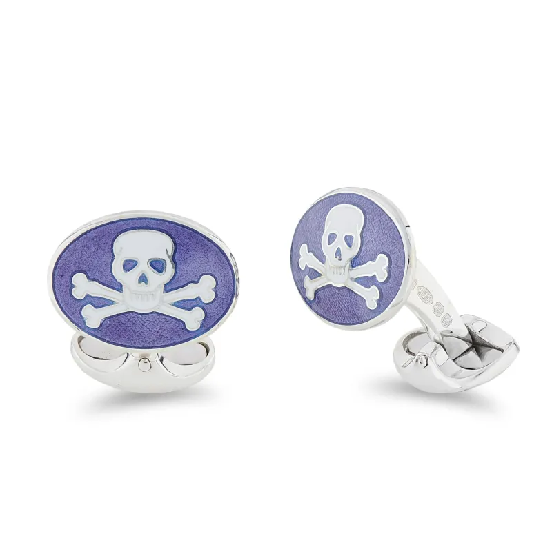 Deakin & Francis Cufflinks Sterling Silver Purple Enamel Skull And Cross Bones sold by Jura Watches