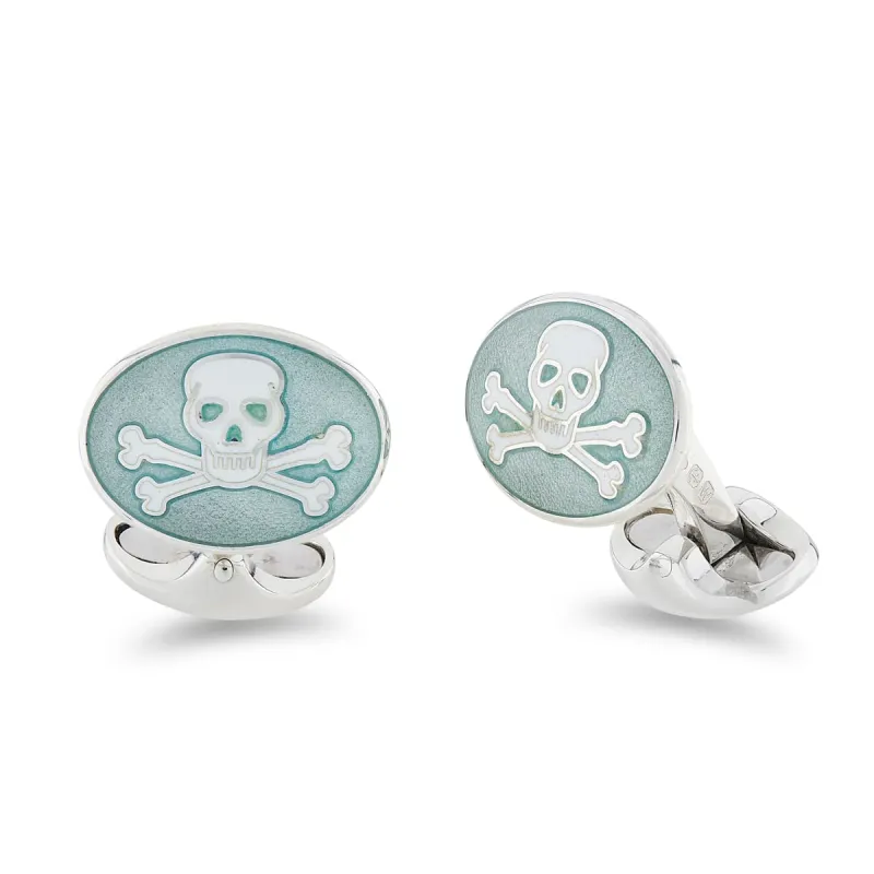 Deakin & Francis Cufflinks Sterling Silver Turquoise Enamel Skull And Cross Bones sold by Jura Watches