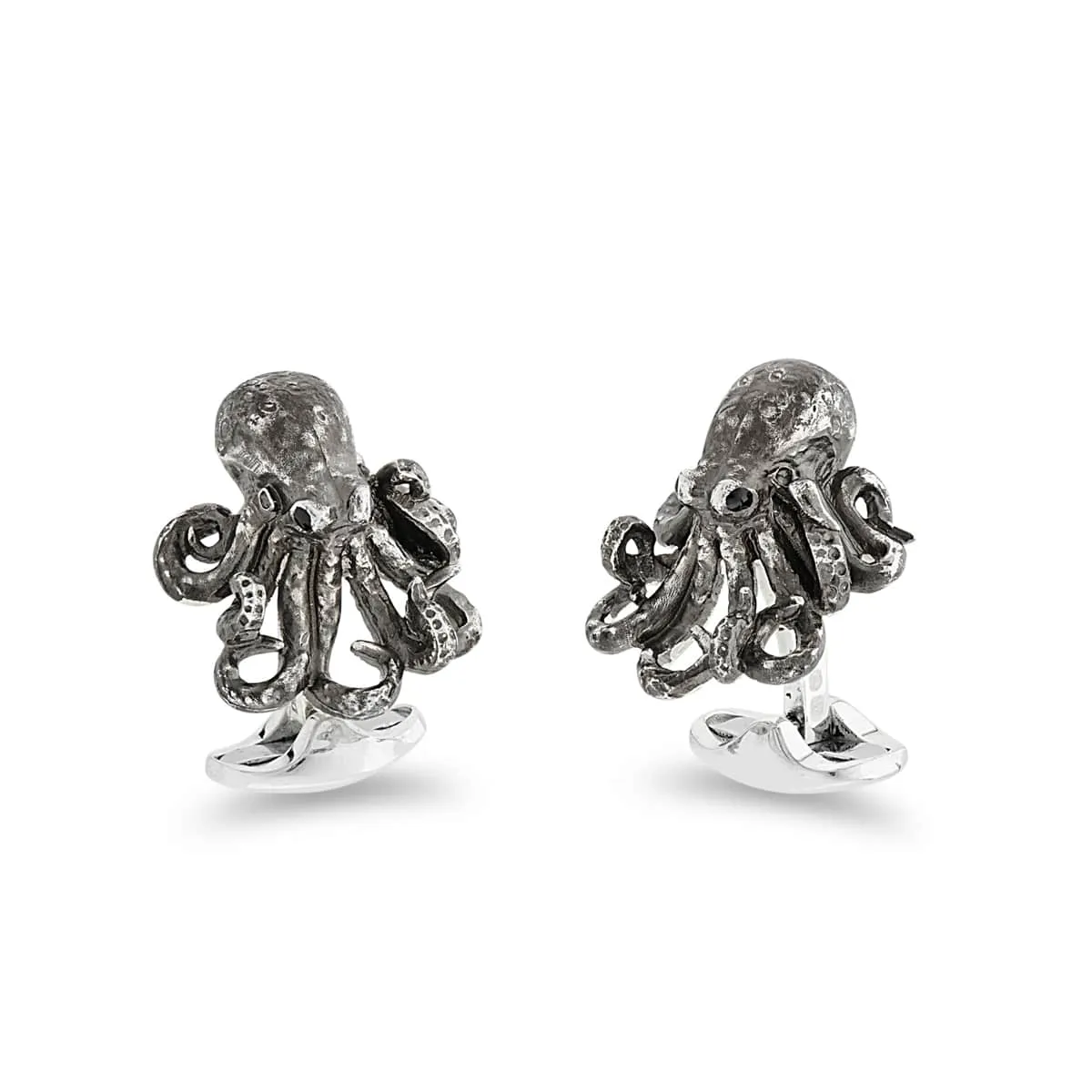 Deakin & Francis Cufflinks Sterling Silver Oxidised Black Octopus sold by Jura Watches