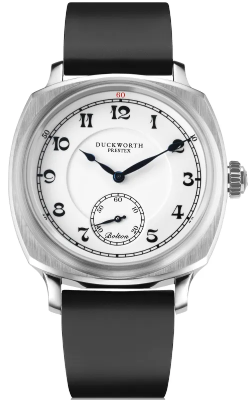 Duckworth Prestex Bolton Small Seconds White Black Rubber Watch sold by Jura Watches