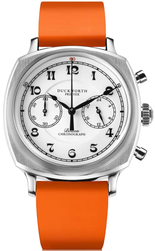 Duckworth Prestex Bolton Chronograph White Orange Rubber Watch sold by Jura Watches