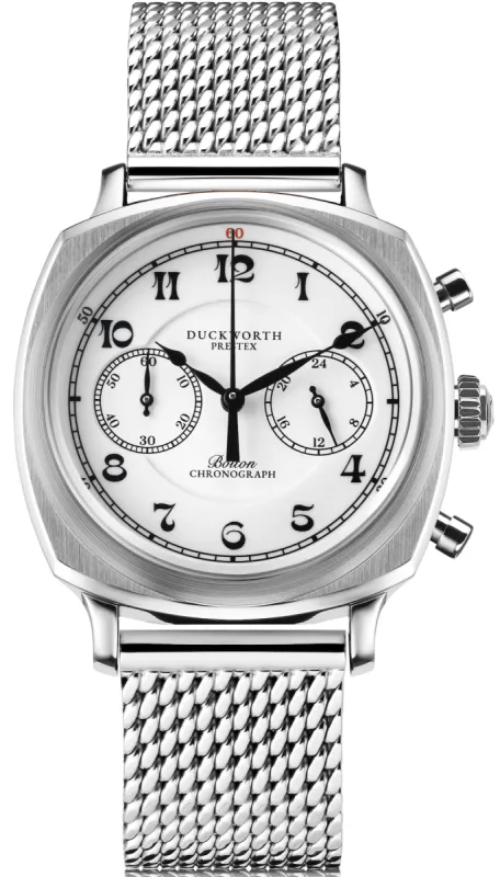 Duckworth Prestex Bolton Chronograph White Mesh Bracelet Watch sold by Jura Watches