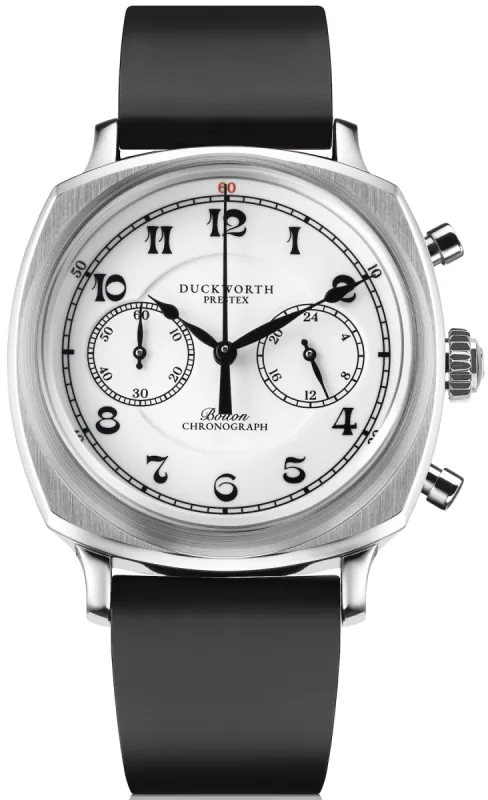 Duckworth Prestex Bolton Chronograph White Black Rubber Watch sold by Jura Watches