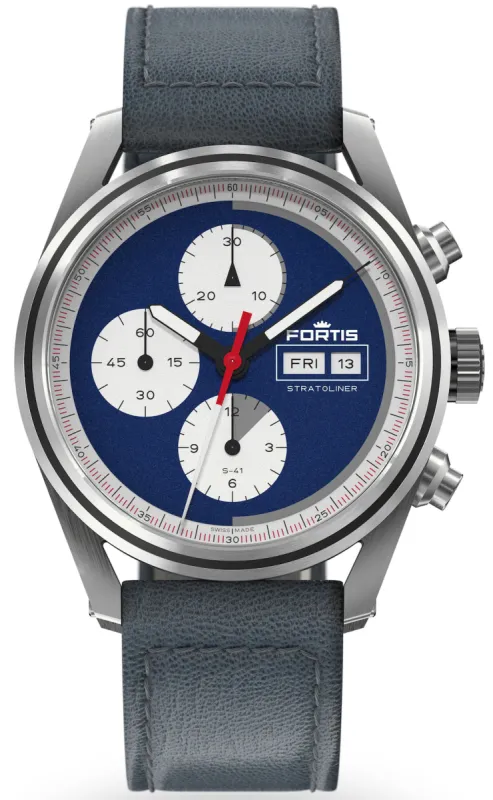Fortis Stratoliner Blue Japan Aviator Strap Watch made by Fortis