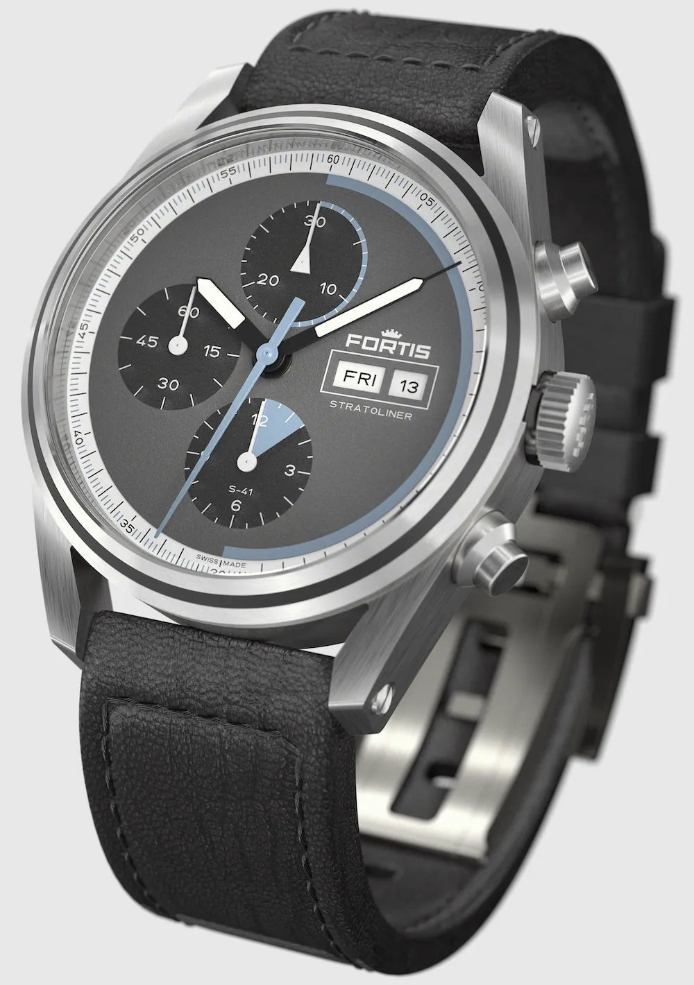 Fortis Stratoliner Cosmic Grey Aviator Strap Watch sold by Jura Watches product image thumbnail 5