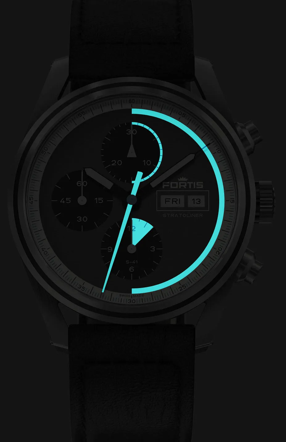 Fortis Stratoliner Cosmic Grey Aviator Strap Watch sold by Jura Watches product image thumbnail 4