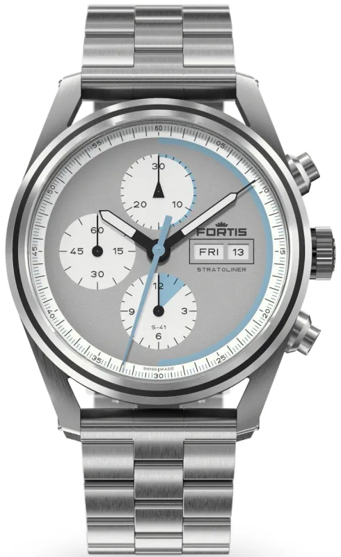 Fortis Stratoliner Cool Grey Bracelet Watch made by Fortis